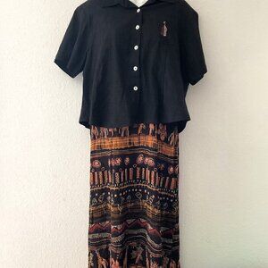 VINTAGE PREMIER INTERNATIONAL SAFARI 2 PIECE MAXI DRESS PLUS